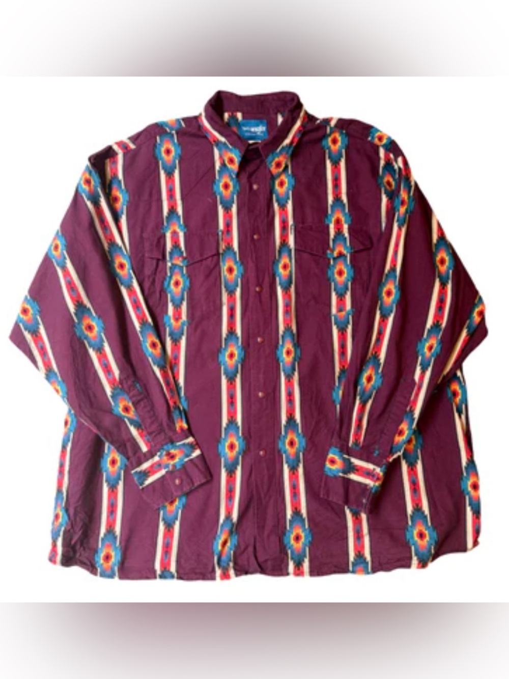 🤠 Vintage Men’s Wrangler Burgundy Southwestern Western Shirt 🤠